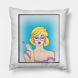 Comic Style Woman Lipstick Pillow