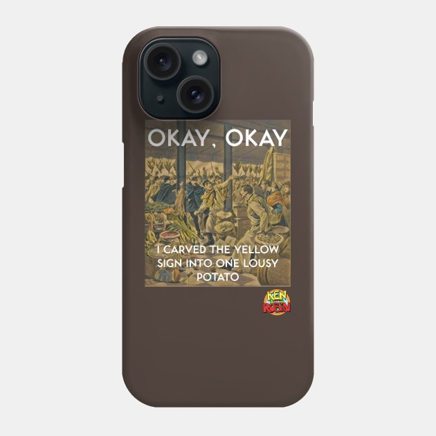 Yellow Sign Potato Phone Case by kenrobin