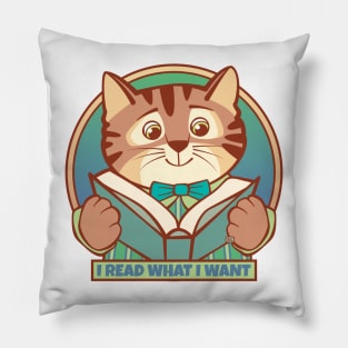 I Read What I Want Cat Pillow