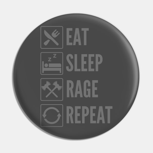 Eat, Sleep, Rage and Repeat - D&D Barbarian Class Pin by DungeonDesigns