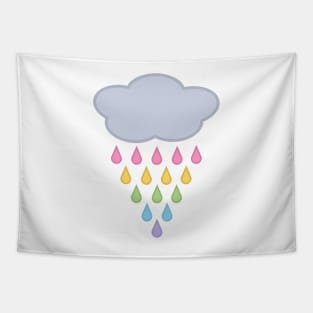 Raining Rainbow Rain Cloud Tapestry