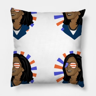 Kamala Harris Wearing Patriotic Sunglasses Pillow