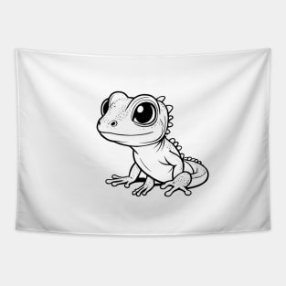 Cute Baby Gecko Animal Outline Tapestry