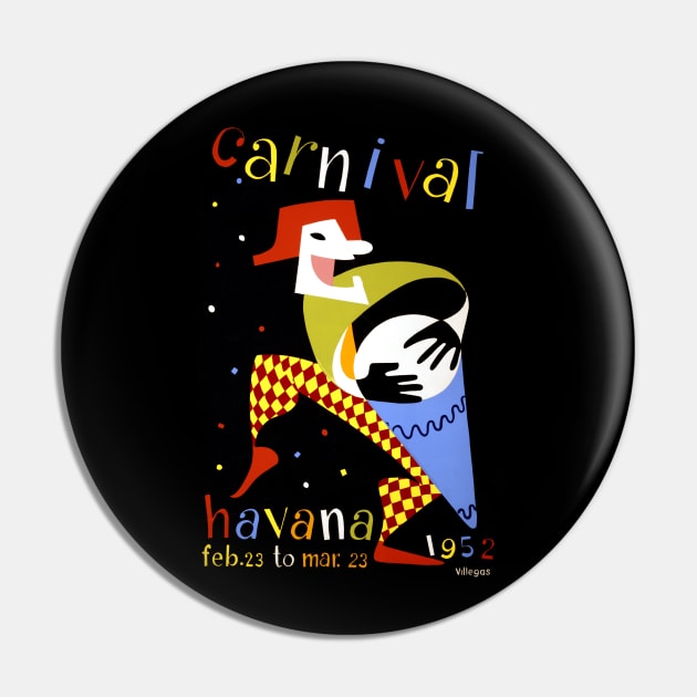 Vintage Travel Poster Cuba Carnival Havana Pin by vintagetreasure