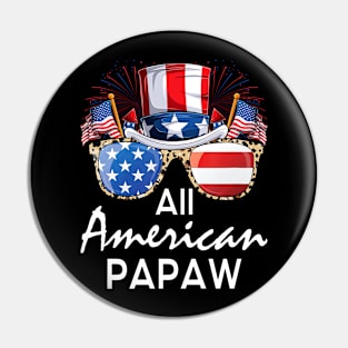 All American Papaw 4th of July USA America Flag Sunglasses Pin