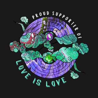 Proud Supporter of Love is Love Rainbows - Purple & Teal T-Shirt