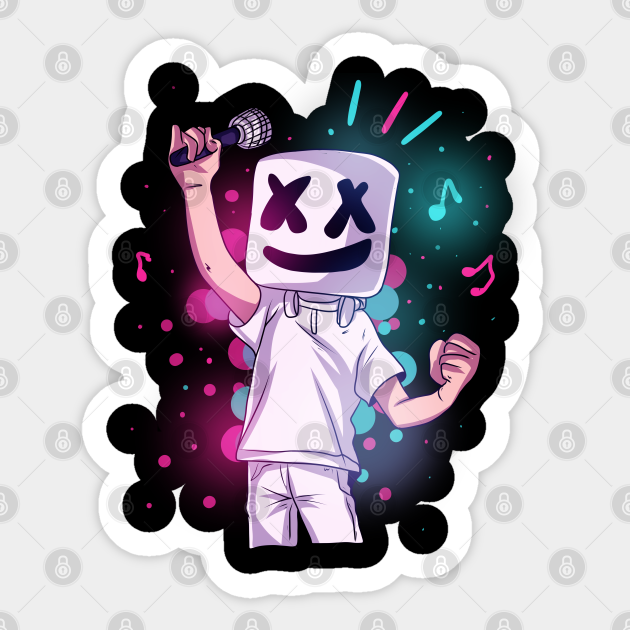 Marshmello Cartoon Party - Marshmello - Sticker | TeePublic Marshmello Cartoon Party - Marshmello - Sticker | TeePublic