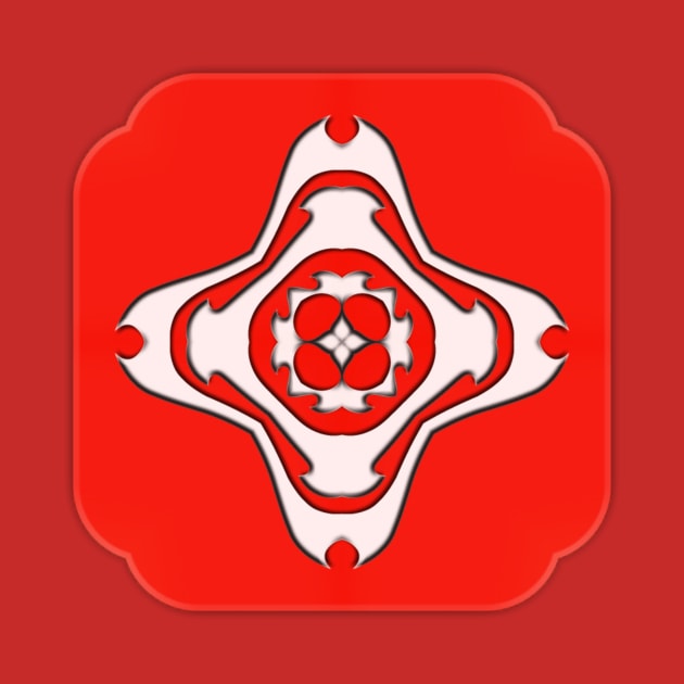 Bright Red Kaleidoscope Pattern (Seamless) 19 by Swabcraft