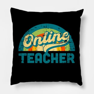 Online Teacher Gift Vintage Retro Distressed Pillow