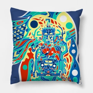 señor pakal the mayan crimson astronaut in space pattern Pillow