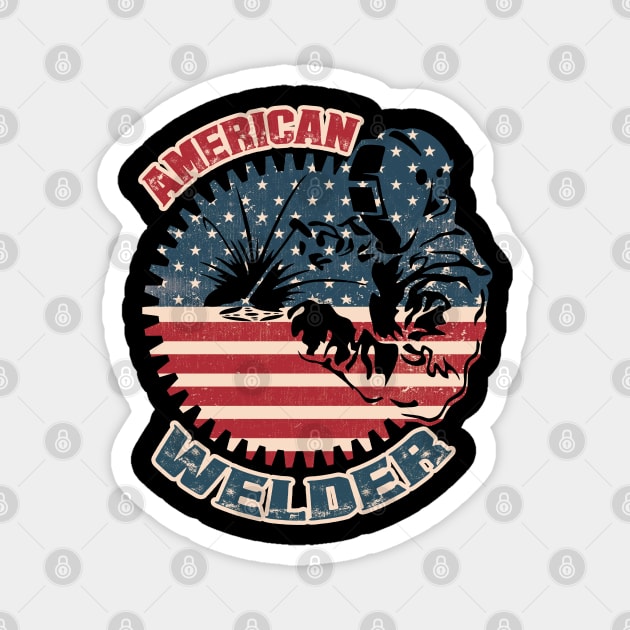 Welder American Flag USA Patriotic Welder Gift Magnet by Happy Shirt