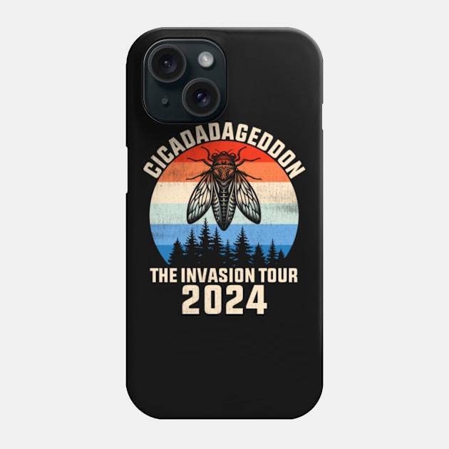 Cicada 2024 Cicadageddon Invasion Tour Funny Sunset Retro Phone Case by GreenCraft