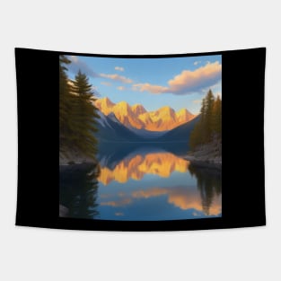 Mountain Lake at Golden Hour Tapestry