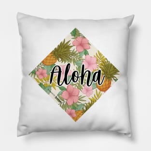 aloha pineapple with flowers Pillow