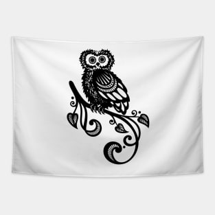 Decorative Owl on Ornate Branch Tapestry