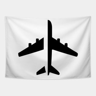 Minimalist Airplane Black Logo Tapestry