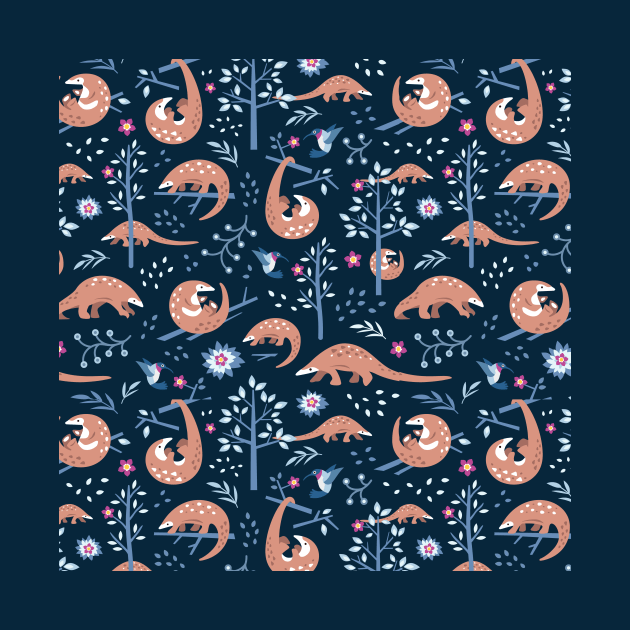 Cute Pangolin Forest Pattern by bangtees