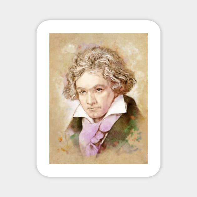 Ludwig van Beethoven im Aquarell Stil Magnet by Bach4you