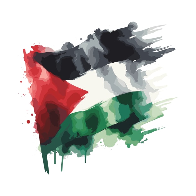 Abstract Watercolor Palestinian Flag by Muslimory