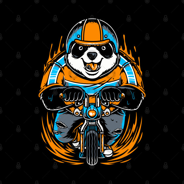 Panda warning helmet riding small bike by Mako Design 