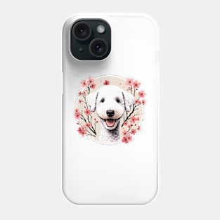 Bedlington Terrier Enjoys Spring's Cherry Blossoms Beauty Phone Case