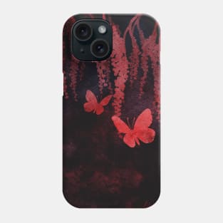 Wisteria and Butterflies Negative Painting Black and Red Phone Case