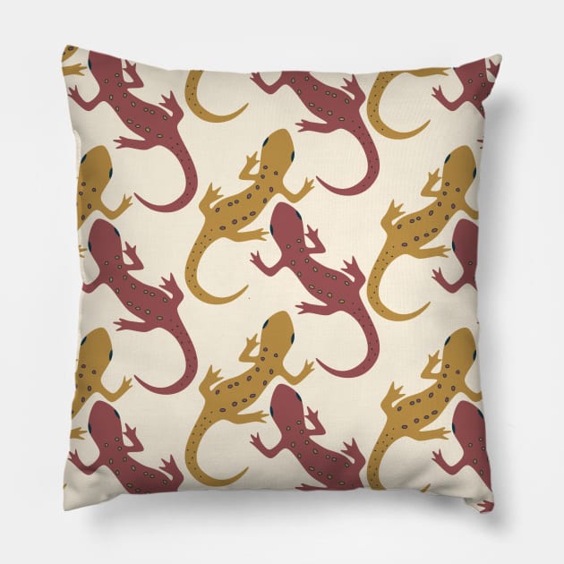 Spotted Newt (Mustard) Pillow by Cascade Patterns