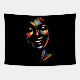 Afrocentric Woman Multicolored Silhouette Tapestry