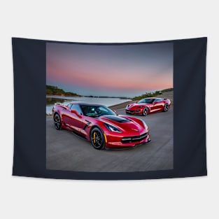 Red Corvette Tapestry