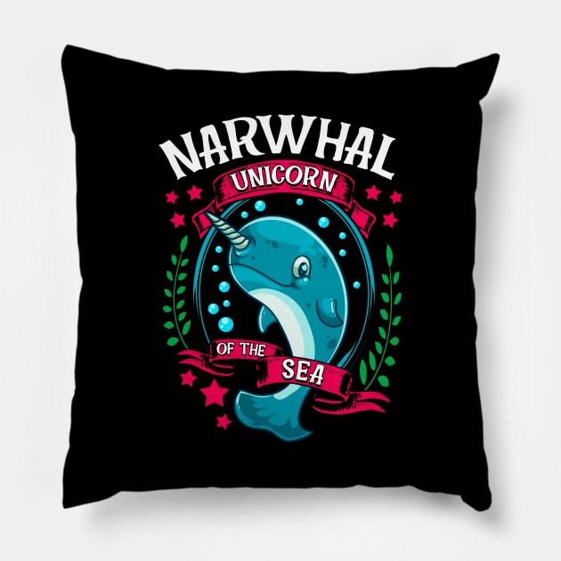 Funny Narwhal: Unicorn Of The Sea Pillow by theperfectpresents