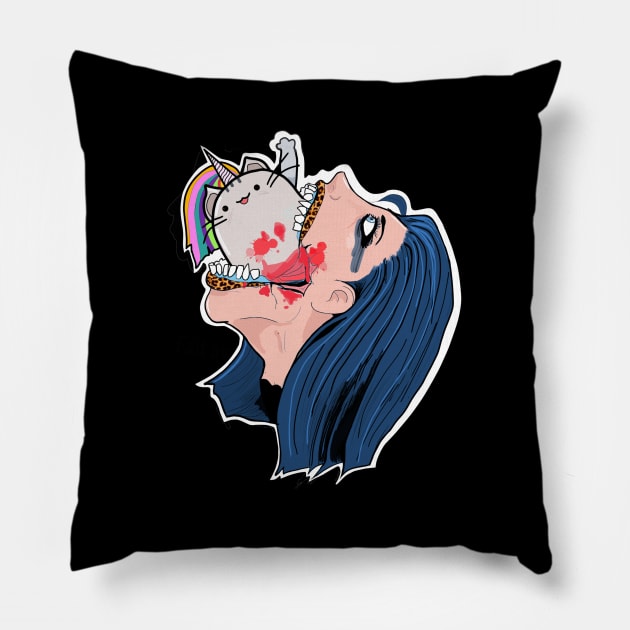 Creepy and cute woman Pillow by Deep creativity