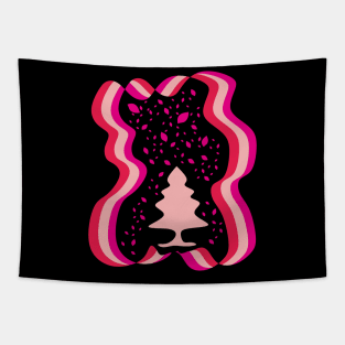 Evergreen Tree Illustration Pink Tapestry