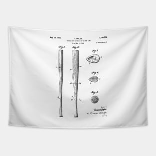 Baseball Bat Patent - Baseball Art - Black And White Tapestry