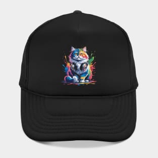 Splash Art Headphones British Longhair Cat Highland Straight Hat