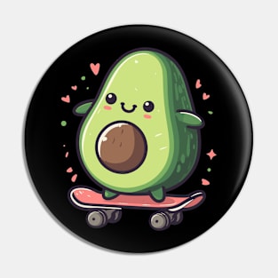 Cool funny avocado skateboarding Pin