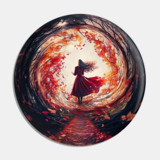 A Witch in a Portal of Leaves Pin