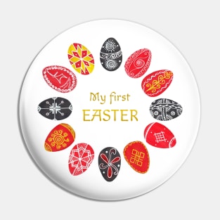 My First Easter Handpainted Design with Ukrainian Pysanka Eggs Pin