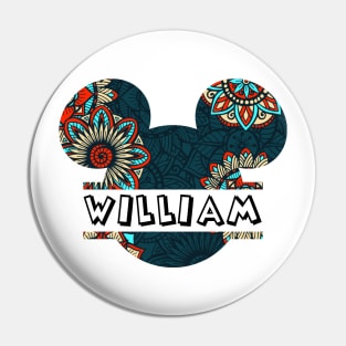 William Name With Seamless Pattern Pin