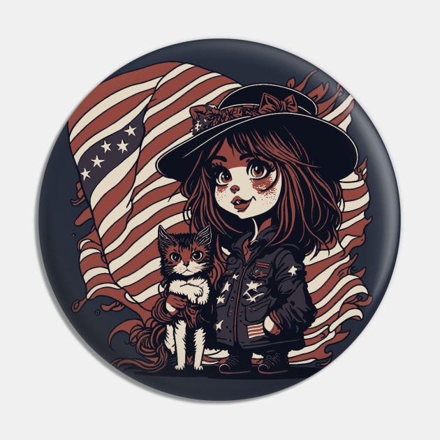 Patriotic Cat Mother Pin by By_Russso