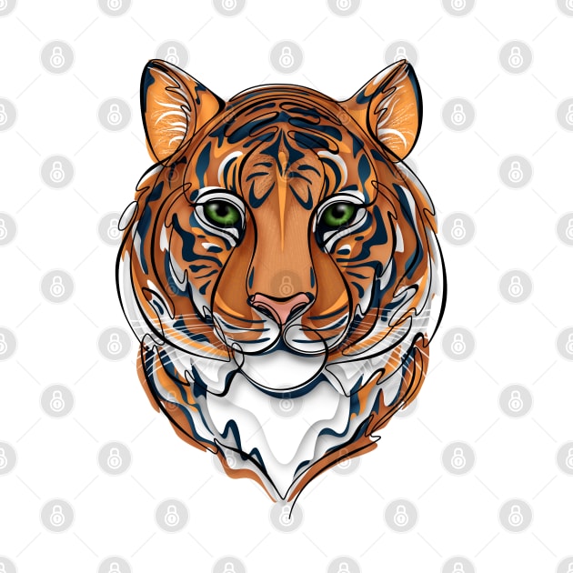 Continuous Line Tiger Portrait. 2022 New Year Symbol by Chinese Horoscope by lissantee