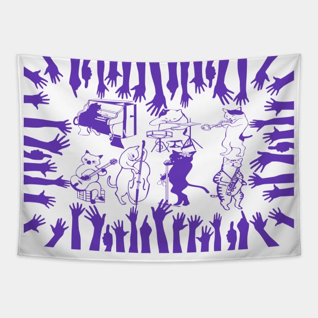 Jazzy Hands Cat Band Tapestry by Black Cat Alley