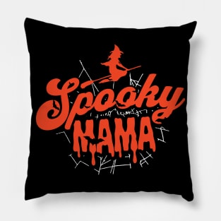 Cute Halloween Spooky Mama Orange and Black Halloween Witch Mom Pillow