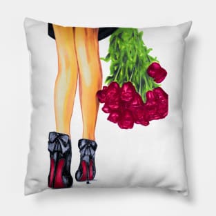 Girl with roses Pillow