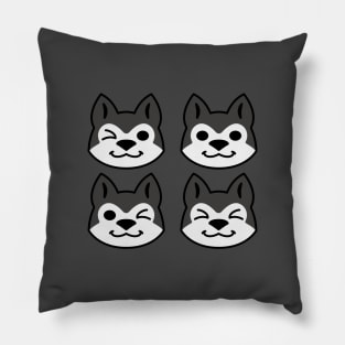 Four Black and White Siberian Huskies Pillow