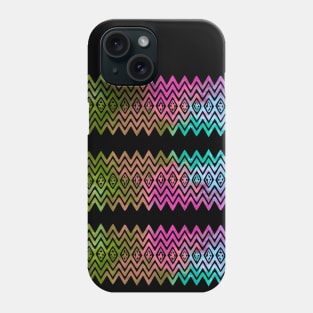 Colourful Green and Pink Zigzag Silhouette Digital Art Phone Case