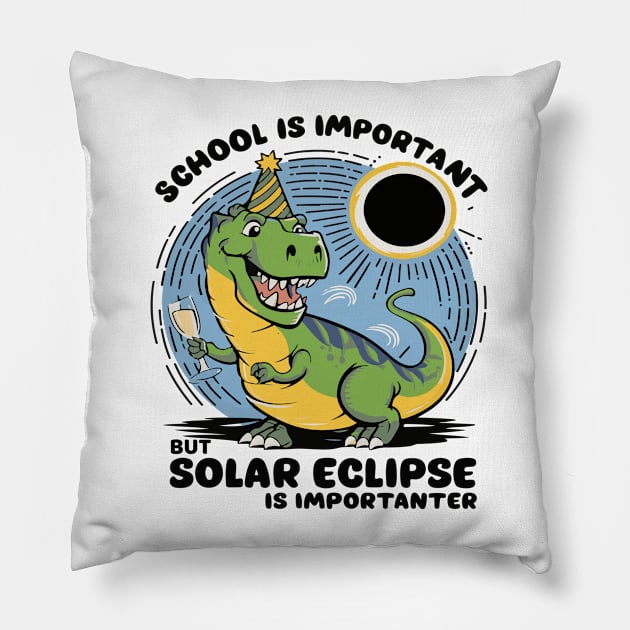 School Is Important But Solar Eclipse Is Importanter Pillow by BobaTeeStore