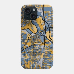 Fort Worth Map Pattern in Blue & Gold Phone Case