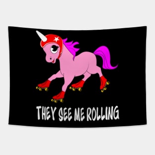 unicorn roller skate roller skating inliner gift Tapestry