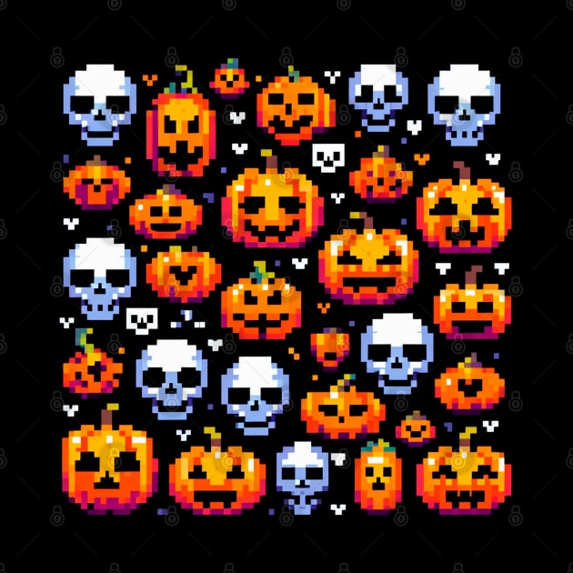 PATRON CALABAZAS Y CALAVERAS PIXELADAS 1 by TheGhostLagarto15