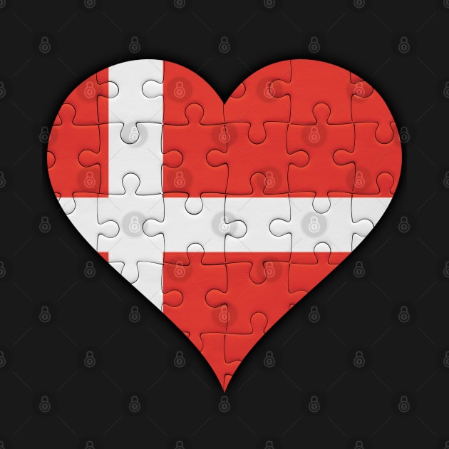 Danish Jigsaw Puzzle Heart Design - Gift for Danish With Denmark Roots by Country Flags